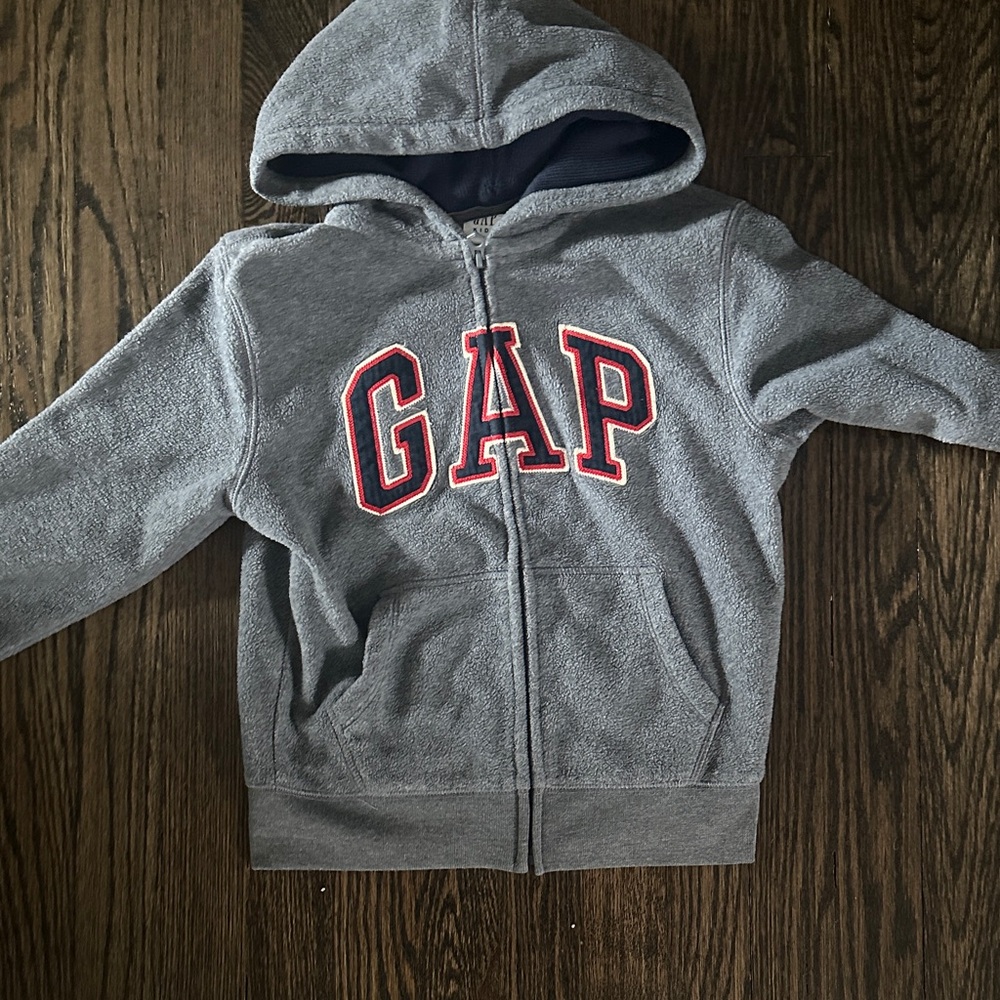 GAP Kids Charcoal Gray Hoodie with Red Logo